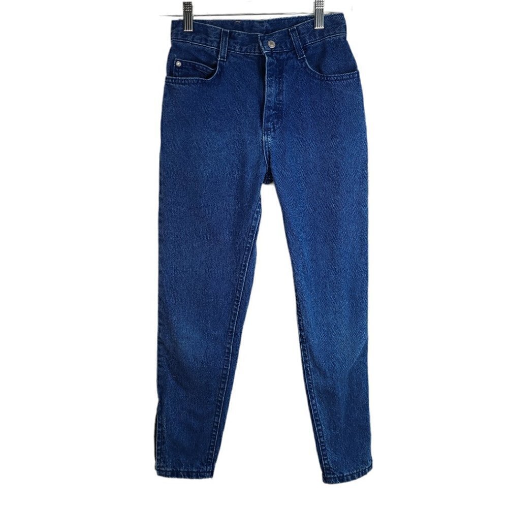 Vintage 80s Lee Indigo Wash High Waist Tapered Ankle Zip  Mom Jeans